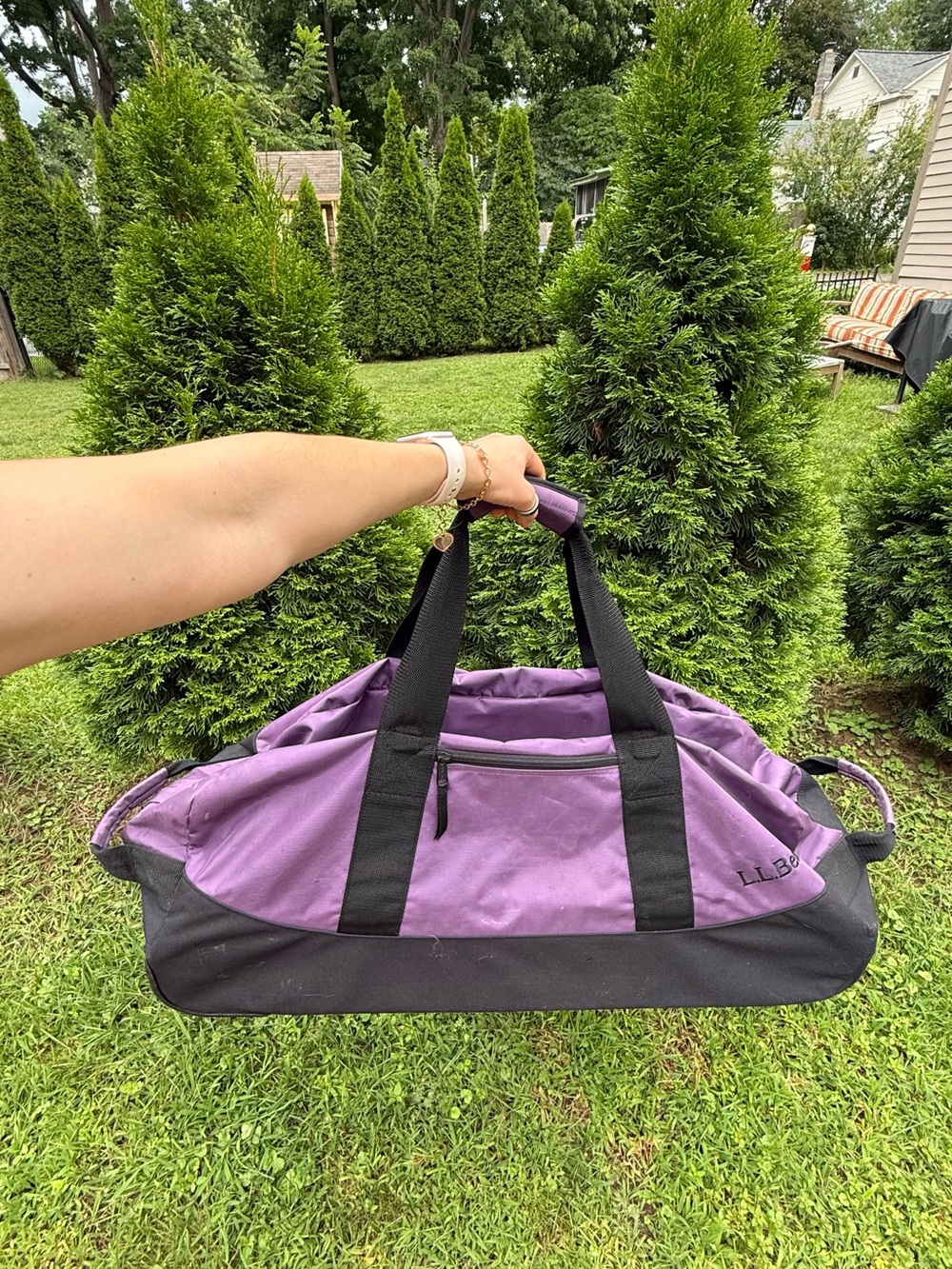 LL Bean Big Rolling 30" Duffle Bag Black Travel Luggage Wheels Handles Zippers